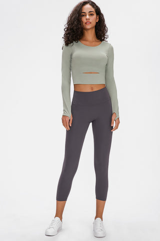 Millennia Long Sleeve Cropped Top With Sports Strap Trendsi