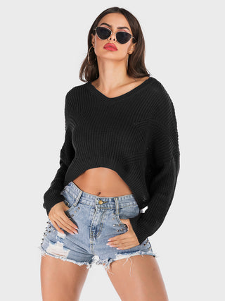 V-Neck Long Sleeve Sweater - Divacious