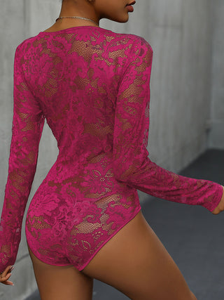 Lace Long Sleeve Bodysuit Divacious