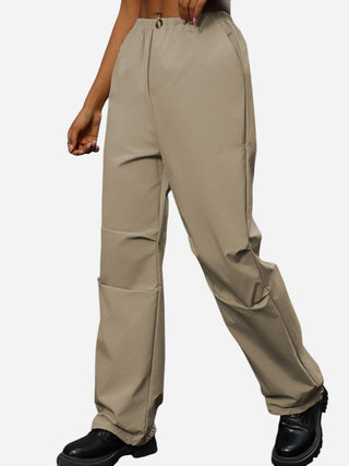 Pocketed Elastic Waist Pants Divacious