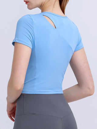 Round Neck Short Sleeve Active Top Trendsi