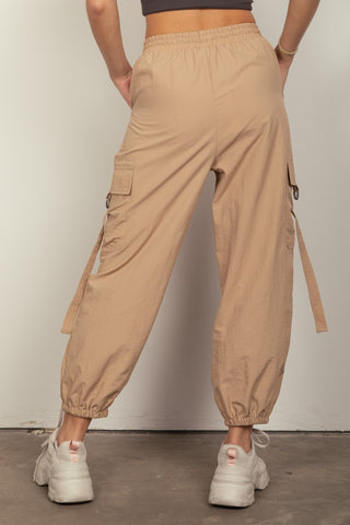 Elastic Waist Woven Cargo Pants - Divacious