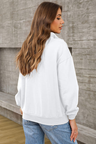 Quarter Zip Dropped Shoulder Sweatshirt Divacious