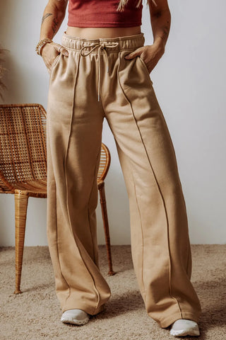 Drawstring Wide Leg Pants with Pockets - Divacious