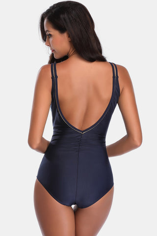 Full Size V-Neck Backless One-Piece Swimwear Divacious