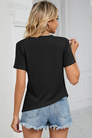 Ruched Round Neck Short Sleeve T-Shirt Divacious