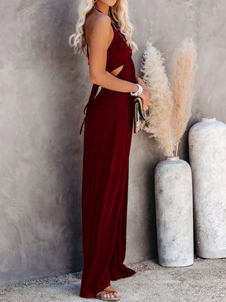 Halter Neck Wide Leg Jumpsuit Divacious