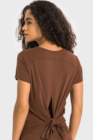 Millennia Tie Back Short Sleeve Sports Tee Trendsi