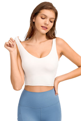 Millennia Deep V-Neck Crop Sports Bra Trendsi