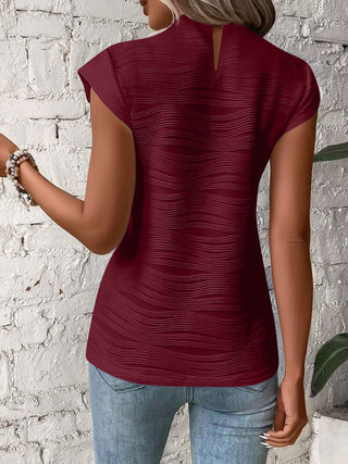 Mock Neck Cap Sleeve T-Shirt Divacious