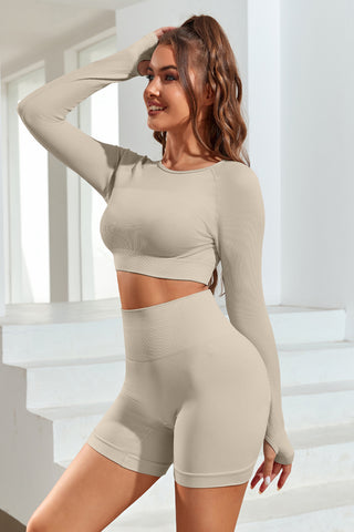 Round Neck Long Sleeve Active Top Trendsi