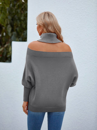 Off Shoulder Turtleneck Batwing Sleeve Sweater Divacious