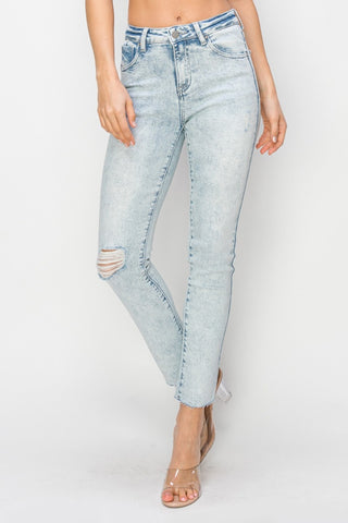 Full Size High Rise Distressed Skinny Jeans Divacious