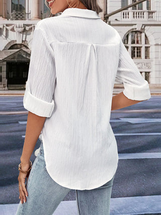 Collared Neck Half Sleeve Twisted Shirt Divacious