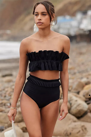 Ruffled Tie Back Two-Piece Swim Set Divacious