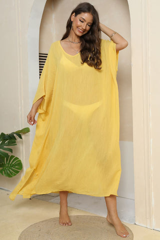 V-Neck Three-Quarter Sleeve Cover-Up Divacious