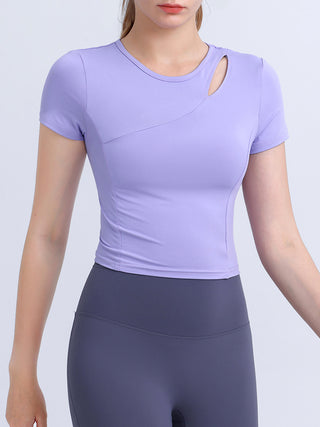 Round Neck Short Sleeve Active Top Trendsi