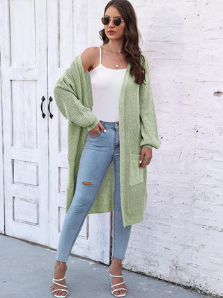 Open Front Longline Cardigan with Pockets Divacious