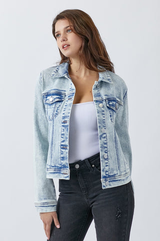 Button Up Washed Denim Jacket Divacious