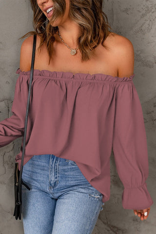 Frill Off-Shoulder Flounce Sleeve Blouse Divacious