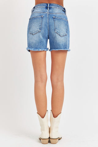 Front Slit Raw Hem Denim Shorts Divacious