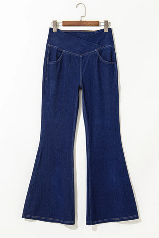 Asymmetric Waist Flare Jeans Divacious