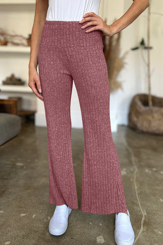 Ribbed High Waist Flare Pants Divacious