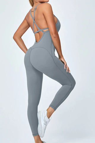 Crisscross Spaghetti Strap Active Jumpsuit Divacious