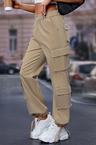 Elastic Waist Cargo Pants Divacious