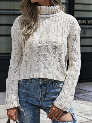 Cable-Knit Turtleneck Sweater Divacious