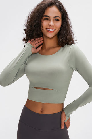 Millennia Long Sleeve Cropped Top With Sports Strap Trendsi