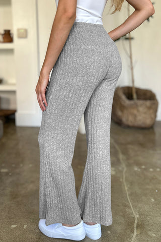 Ribbed High Waist Flare Pants Divacious