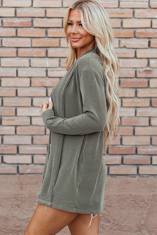 Textured Open Front Long Sleeve Cover Up Divacious