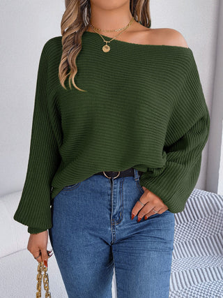 One-Shoulder Lantern Sleeve Sweater Divacious