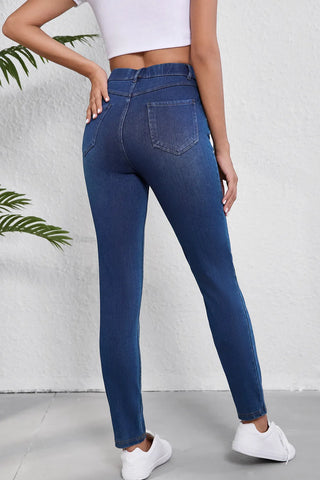 High Waist Skinny Jeans with Pockets Divacious