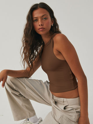 Round Neck Cropped Tank Divacious