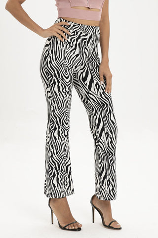 Zebra Print Straight Leg Pants Divacious