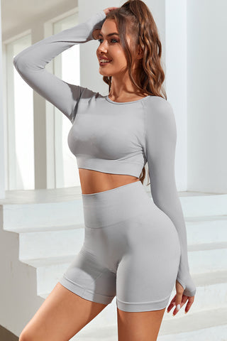 Round Neck Long Sleeve Active Top Trendsi