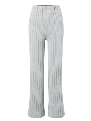 Ribbed Mock Neck Long Sleeve Top and Pants Set Trendsi