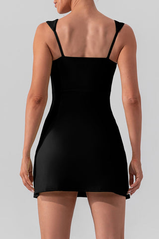 Square Neck Sleeveless Slit Mini Active Dress Trendsi