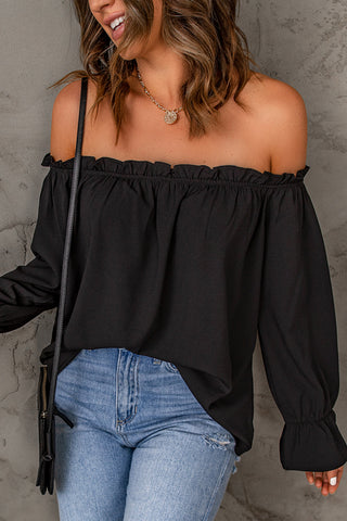 Off-Shoulder Flounce Sleeve Blouse Divacious