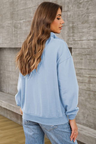 Quarter Zip Dropped Shoulder Sweatshirt Divacious