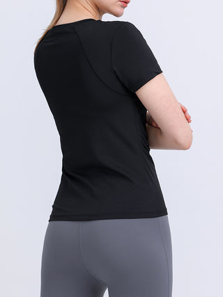 Round Neck Short Sleeve Active Top Trendsi