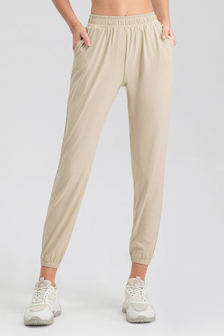 Elastic Waist Active Pants with Pockets Trendsi