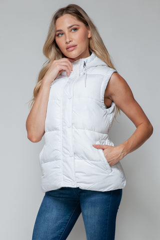 Snobbish Snap and Zip Closure Hooded Vest Trendsi