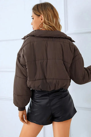 Zip-Up Winter Coat with Pockets Divacious