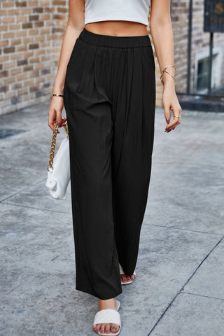 Elastic Waist Wide Leg Pants Divacious