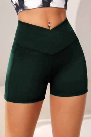 Wide Waistband Active Shorts with Pocket Divacious