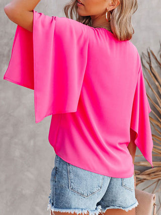 V-Neck Half Sleeve Blouse Divacious