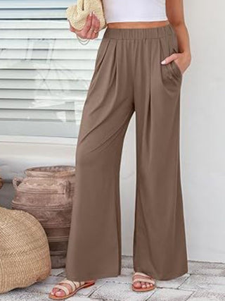 Elastic Waist Wide Leg Pants - Divacious